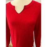 Madewell  long sleeve‎ thermal shirt Red waffle knit Vneck Christmas Small Blouse Photo 1