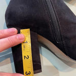 EXPRESS  Floral Botanical Embroidered Heeled black faux suede Booties, size 8 Photo 7