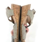 Abella Women's Mariah Striped Strappy Cork Wedge Sandals Black White Size 6 Black Photo 3