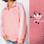 Adidas NWT Originals Half Zip Sweatshirt Polar Fleece Glow Pink GK7169 XS Photo 1