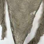 ZARA NWT  Lace Sheer Bodysuit Sz Small Olive Green Photo 7