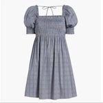 Hill House  Athena Nap Dress Size Small Thai Check Plaid Smocked Mini Puff Sleeve Photo 1