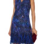 Elie Tahari New  Prussian Purple Ostrich Feather Lyra Dress Size 14 Photo 0