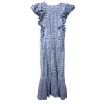 Saylor  Eyelet‎ Button Down Midi Dress Light Blue XS Photo 2