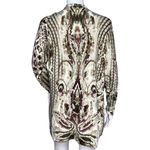 Chico's Sweater Womens Medium 1 Cream Purple Baroque Open Cardigan Office Casual Photo 3