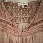 Knox Rose  Long Sleeve Lace Back Boho‎ Blouse Women's Medium Antique Rose V Neck Photo 4