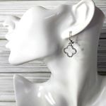 Silver Crystal Clover Pendant Necklace and Earrings Set New Photo 4