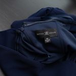 Betsy and Adam  Midi Off Shoulder Scuba Crepe Ruched Dress Photo 4