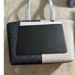 Michael Kors Jet Set Travel Large Tote Bag In Beige & Black Canvas Photo 9