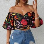 SheIn Bloomcore Floral Off-Shoulder puff sleeve Top Photo 0