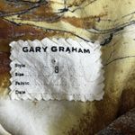 Gary Graham Dress Womens 8 Gold Black Silk Layered Raw Hems Edges Midi Art Photo 6