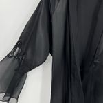 Oscar de la Renta  Pink‎ Label Lingerie Black Satin Robe Lace Sleeves Size Large Photo 1