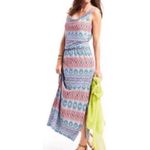 CAbi #317 Drape Cotton Modal Stretch Knit Jersey Maxi Print Dress, S Photo 13