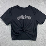 Adidas T-Shirt Women Small Black Tie Front Sellout Sporty Aeroready Primegreen Photo 0