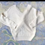 Montrez Boutique Ivory Knit V Neck Back Twist Knotted Sexy Sweater Sz. S Photo 3