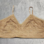 Lily Of France  Bralette Bra XL Beige Lace Wireless Wirefree Full Coverage Photo 0