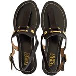 Franco Sarto Leather Flat Gladiator Strappy Sandals 6.5 Womens Gram Black Gold Photo 4