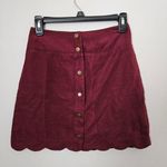 Xhilaration  Skirt Burgundy Red Suede Buttons Front Scallop Hem Mini Casual Photo 0