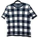Brooks Brothers  Women’s Short Sleeve Gingham Sweater Top Navy Blue/White Size XL Photo 0