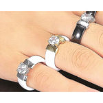 Boutique NEW Women’s 1Ct‎ Solitaire Diamond White Silver Ceramic Ring Size 5 Photo 6