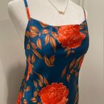 Cantonwalker Navy & Red Floral Cowl Neck Sleeveless Satin Slip Mini Dress Photo 13