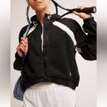 Free People Amelia Zip Up Fleece Jacket Size Large Black Photo 2