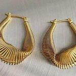 Anthropologie  18k plated twisted gold bohemian hoop earrings Photo 0