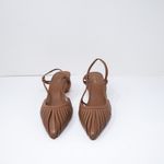 Cult Gaia  Women's Alia Genuine Leather Slingback Sculptural Heels Shoes Brown Photo 1