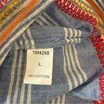 Anthropologie TMHL Blue & White Sleeveless Tank With Orange & Red Embroidery L Photo 3