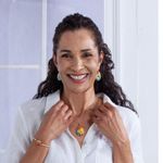 New Jose Of Columbia Touch Of Color Preserved Floral Necklace & Earrings Set Gold Photo 1