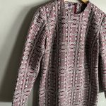 Vintage Stoner Square Geometric Knit Dress Red Gray White Tribal Mod Midi 70s Photo 2