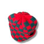 Y2K Women's Multicolor Red Green Cat Crochet Plaid Grunge Emo Knitted Hat Beanie Photo 3