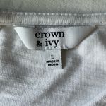 Crown & Ivy Preppy Fisherman White & Navy Eyelet Lace Trim Cotton Women's Top Photo 5