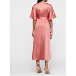 EXPRESS  Satin Wrap Midi Dress in Rose Pink Photo 3