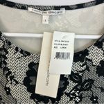 Collective Concepts NWT Black/White Lace Illusion Cap Sleeve Sheath Dress Large Photo 6