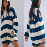 FP Beach Free People Beach Knit Picnic Stripe Sweater Romper In Sailers Blue Combo medium Photo 14