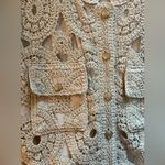 Boston Proper Crochet Three Quarter Sleeve Jacket Cream Medium Boho Cottagecore Photo 4