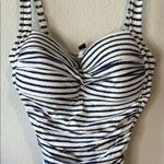 Elegant navy blue and White Striped One Piece Swimsuit Nip tuck size 8 Photo 3