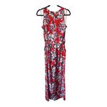 Anthropologie  Yumi Kim Daffney red Silk floral Jumpsuit size medium Photo 2
