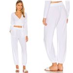 Norma Kamali NWT Boyfriend High Rise Jogger Pants in White Casual Size Medium Photo 1