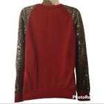 XTaren  Red Crewneck Gold Sequins on Black Sleeves Sz S XC Photo 1