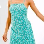 American Eagle Tie Back Cutout Ditsy Floral Lined Mini Dress Blue Size Medium Photo 0