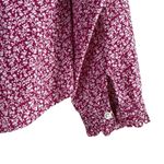 L.L.Bean Ruffle Trim Floral Button Down Shirt in Pink White 100% Cotton, Medium Pink Photo 7