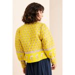Antik Batik Mori Quilted Jacket Coat Womens Sz Medium Cotton Boho Yellow Floral Photo 1