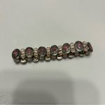 Beaded Flower Earrings Bracelet Set Pink Rhinestone Stretch Boho Jewelry Photo 2