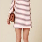 Reformation  Benji Striped Dress Women’s Size Small Ivory Red Ribbed Casual Mini‎ Photo 0