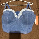 Colsie Denim Blue Bralette with White Lace Size XL Photo 3