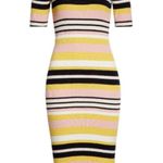 frame denim NWT Frame Baja Stripe Rib-Knit Midi in Citrine Cotton Cashmere Sweater Dress XS Photo 7