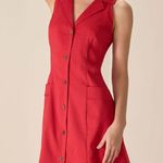 Rihoas Red Collared Pocket Button Mini Dress Size M Photo 3