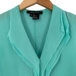 Etcetera Aqua Blue Silk Crepe Ruffled Sleeveless Shirt Size 00 Top Photo 1